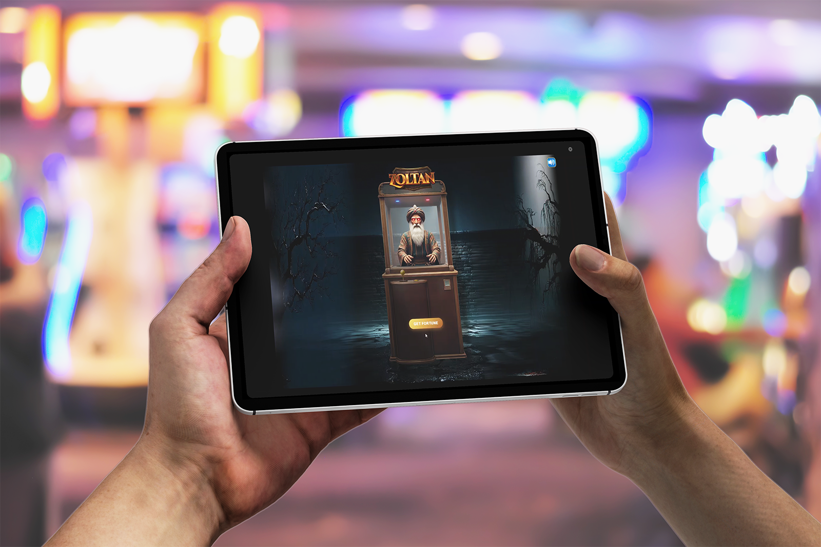 Player on tablet participating in campaign game